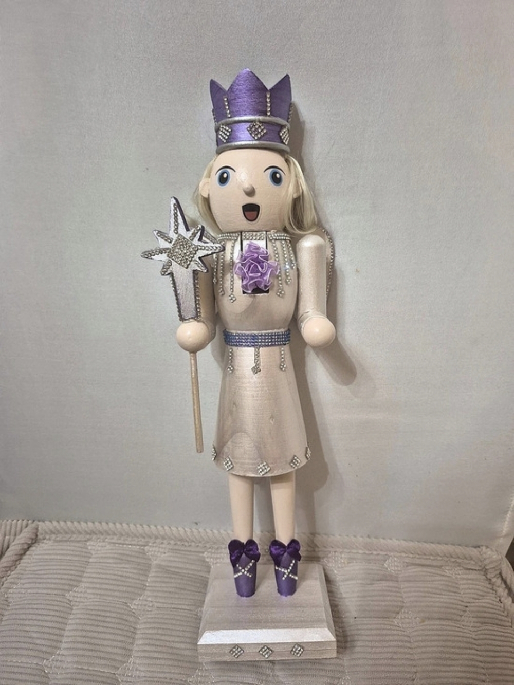 Angel Nutcracker In White Pearl and Purple